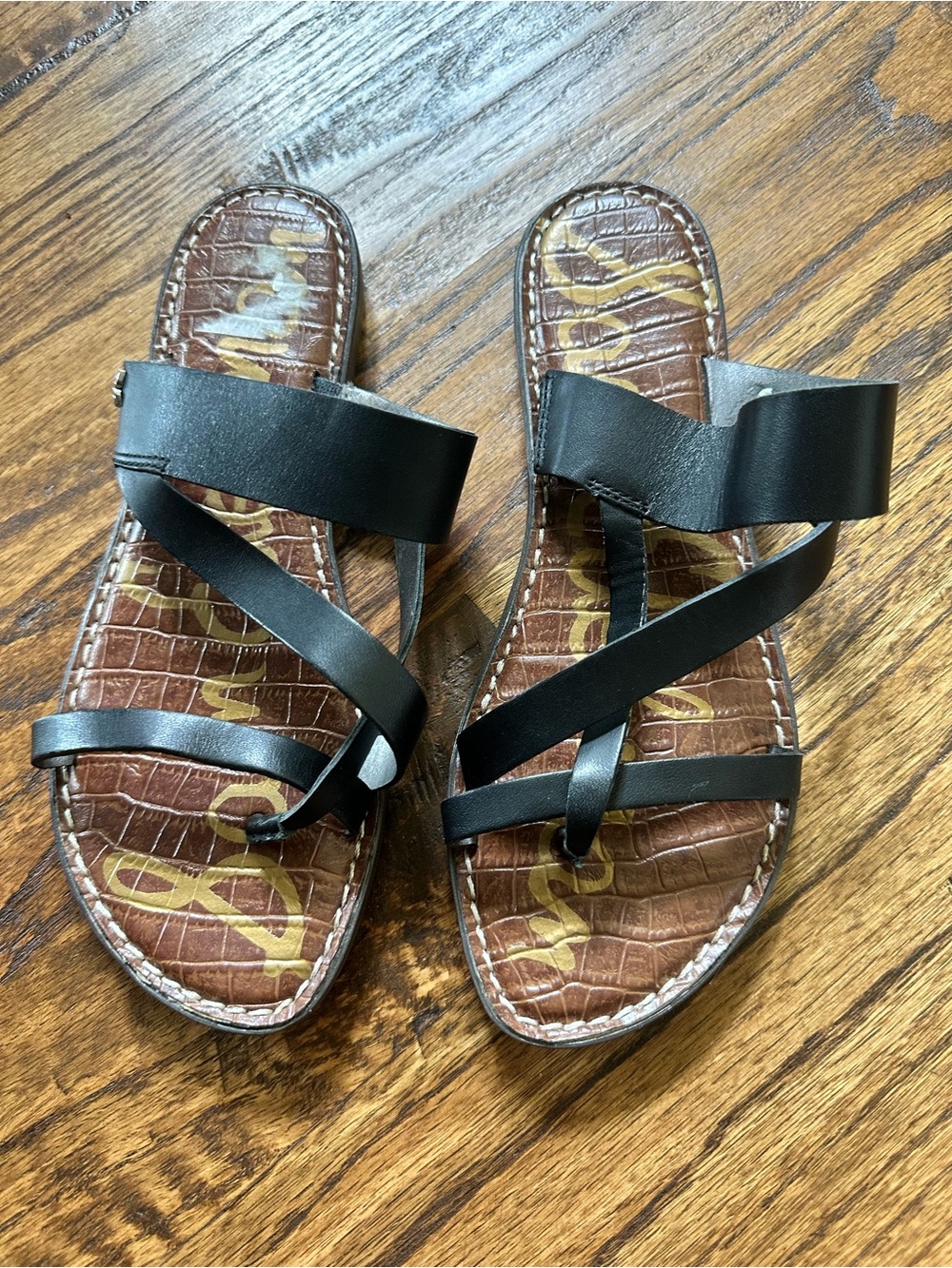 Sam Edelman Gael Black Strappy Leather Sandals